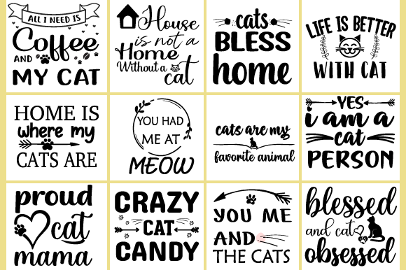 Cat Svg Bundle for T-Shirt Embroidery Designs