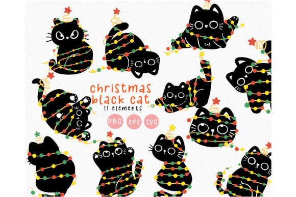 Christmas Black Cat with Lights SVG Review