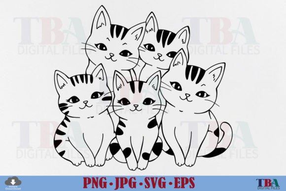 Cute Cats Outline Clipart for Embroidery