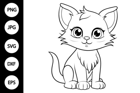 Outline Cute Cat SVG for Embroidery Projects