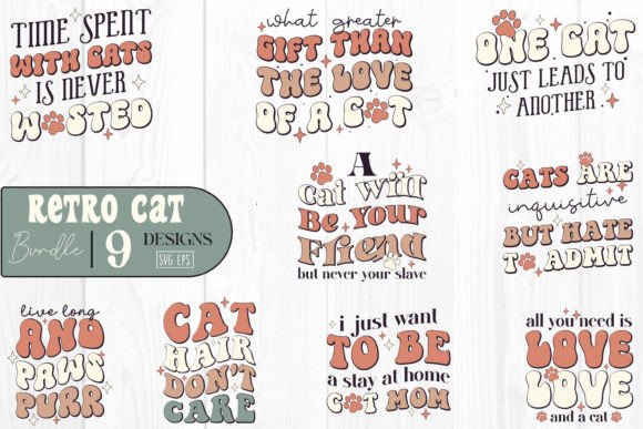 Retro Cat Quotes SVG Bundle Review