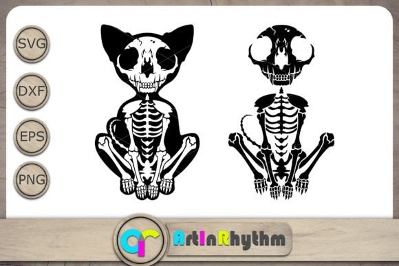 Skeleton Cat Svg for Halloween Embroidery
